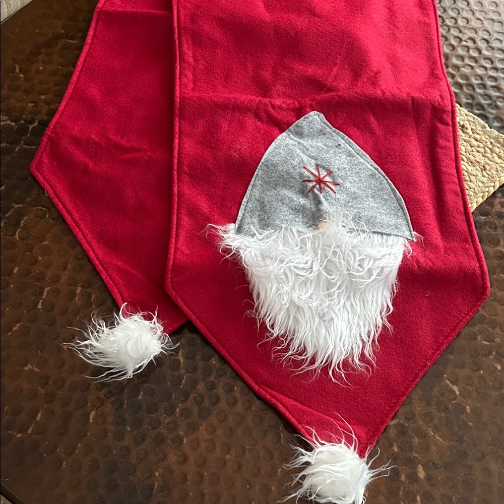 “NEW” Festive Red Table Runner with Santa /gnome Design
